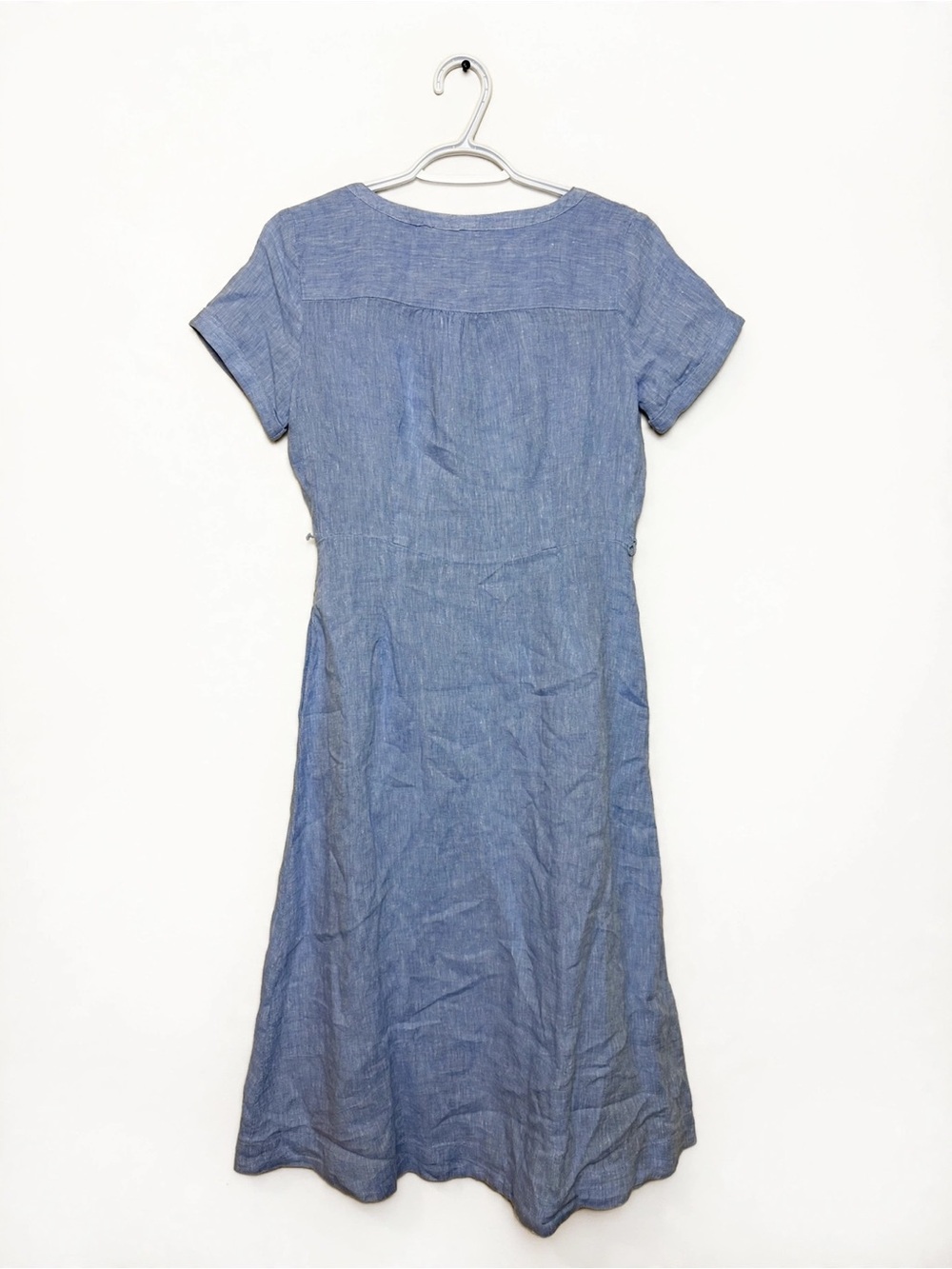 Tahari 100%  Linen Light Blue Button-Front Linen Blend Dress size 2P
